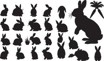set of rabbits silhouettes illustration vector