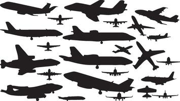 Airplane silhouettes set of different types of aircraft vector