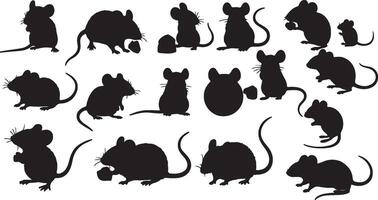 A collection of silhouettes of mice vector