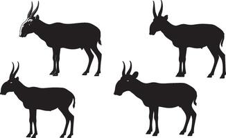 Four different types of antelope silhouettes vector