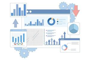 Concept for business analysis, market research, product testing, data analysis. Business Graph Information Report Analysis. Business Data Analysis. Modern flat design for analytics website banner. vector