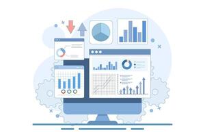 Concept for business analysis, market research, product testing, data analysis. Business Graphics Information Report Analysis. Business Data Analysis. Flat design illustration. vector