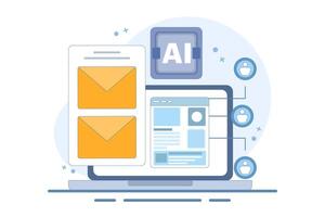 Email automation concept, AI based email campaign, Businesses use email automation to schedule and trigger customer messages to audiences. Design illustration. vector