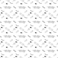 Knitting accessories. Doodle style. Seamless pattern. vector