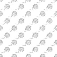 Ball of threads wound by hand. Doodle style. Seamless pattern. vector
