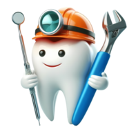 A tooth with a hard hat and tools png