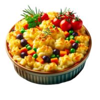 A pie filled with vegetables and potatoes png