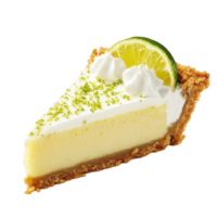 A slice of key lime pie with whipped cream and lime png