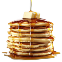 Pancakes stack with butter and maple syrup png