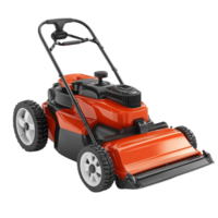 Efficient Orange Lawn Mower with a Clean Transparent Surface png