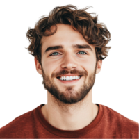 A man with curly hair and a beard smiles png