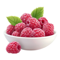 Fresh Raspberries in a Bowl on a Transparent Background png
