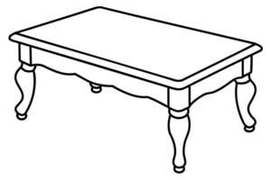 A Line drawing of a simple rectangular coffee table vector