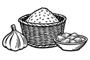 A Illustration of Grains in a Sack and Nuts vector