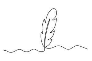 Bird feather continuous one line drawing and outline simple design vector