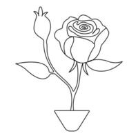 Rose continuous single line drawing and outline editable stroke vector