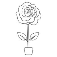 Rose continuous single line art drawing of outline simple icon vector
