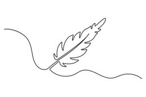 Bird feather continuous single line icon design with editable Stroke. vector