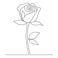 Rose continuous one line drawing of outline doodle illustration vector