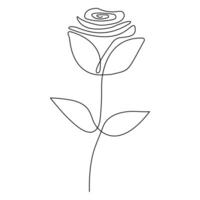 Rose continuous one line art drawing of minimalist logo simple icon vector