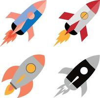 Color rocket icon with whit background vector