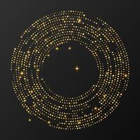 Abstract gold glowing halftone dotted background. Gold glitter pattern in circle form. Circle halftone dots. vector