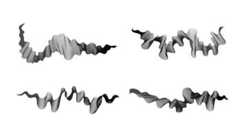 Curved wavy stripes. Set of four abstract dark gradient wave lines on background. illustration vector