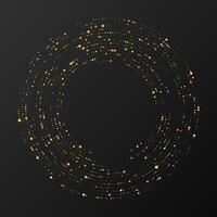 Abstract gold glowing halftone dotted background. Gold glitter in circle form. Circle halftone dots. illustration vector