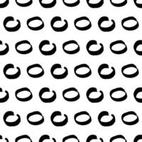 Seamless pattern with black sketch hand drawn brush scribble circles on white background. Abstract grunge texture. illustration vector