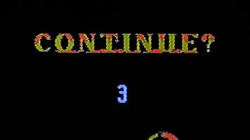 Retro game countdown with pixel art. 8 bit game ending screen display video