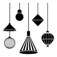 Creative set of an Various hanging ceiling lamps on a white background vector