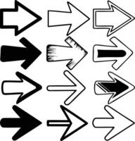 Hand Drawn Arrow Icons in Various Artistic Styles Black and White Illustration for Navigation Choice and Direction Concepts vector