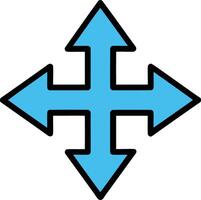 Hand Drawn Four Directional Arrow Icon Cartoon Style Bold Outline Navigation Symbol for Movement Choice and Orientation in Digital Illustration vector