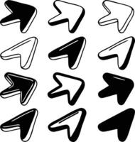 Modern Abstract Arrow Icons Set Black and White Minimalist Geometric Design for Navigation and Graphic Art vector