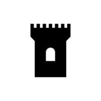 A black and white illustration of a castle tower vector