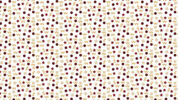 Vibrant seamless pattern featuring geometric shapes such as stars, dots, squares, and zigzags in red, yellow, and beige colors over a clean white background, crafted for artistic, festive vector