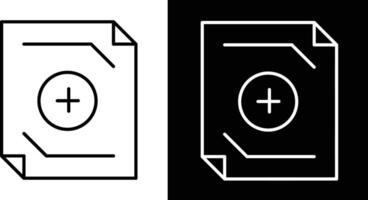 Simple and clean minimalist icon design showing a document symbol featuring a plus sign. Ideal for applications in digital, business, and creative themes vector