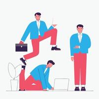 Flat Style Business Character Illustrations in Various Poses vector
