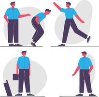 Flat Style Character Illustrations in Various Poses vector