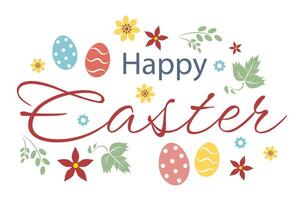Happy Easter text on a white background. Greeting Card vector
