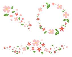 Frames with spring, pink flowers on a white background. vector