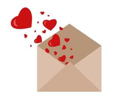 Envelope with hearts on a white background. Greeting Card vector