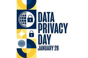 Data Privacy Day. January 28. Holiday concept. Template for background, banner, card, poster with text vector