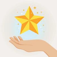 Star in hand, Customer reviews.Feedback, experience concept. Online review notifications with star ratings. vector