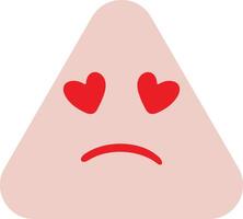 Triangular emoticon with heart-shaped eyes is sad vector