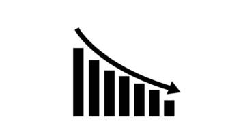2d animation graph diagram bar chart business economy progress financial with alpha channel. Down trend video