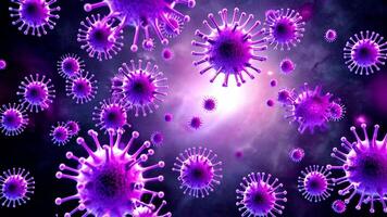 Stunning 3D render of purple viruses under a microscope Ideal for medical websites or educational presentations video