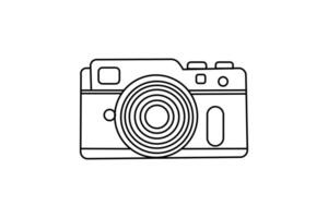 continuous single line drawing vintage camera design on white background vector