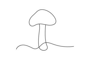 continuous online drawing mushrooms single line art outline illustration vector