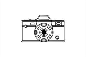 Minimalist digital photo camera line drawing of Illustration outline design on white background vector